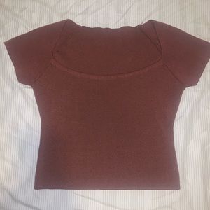 brown low neck cropped top